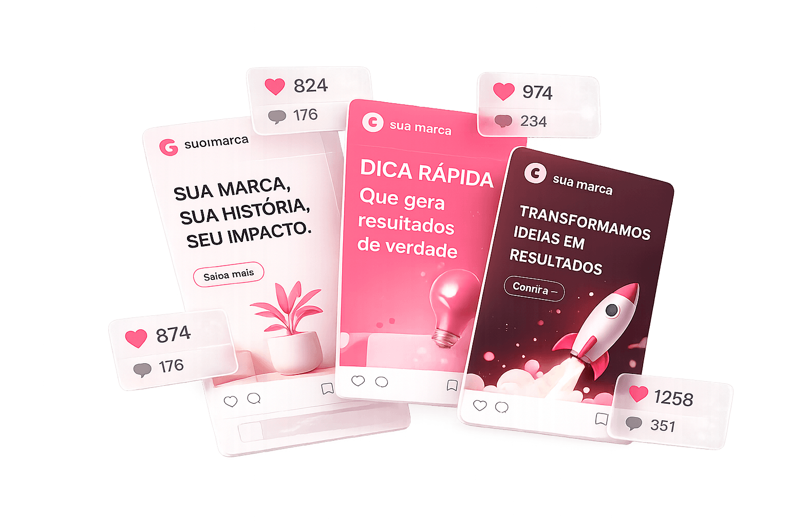 Exemplos de posts gerados pelo GoPostty